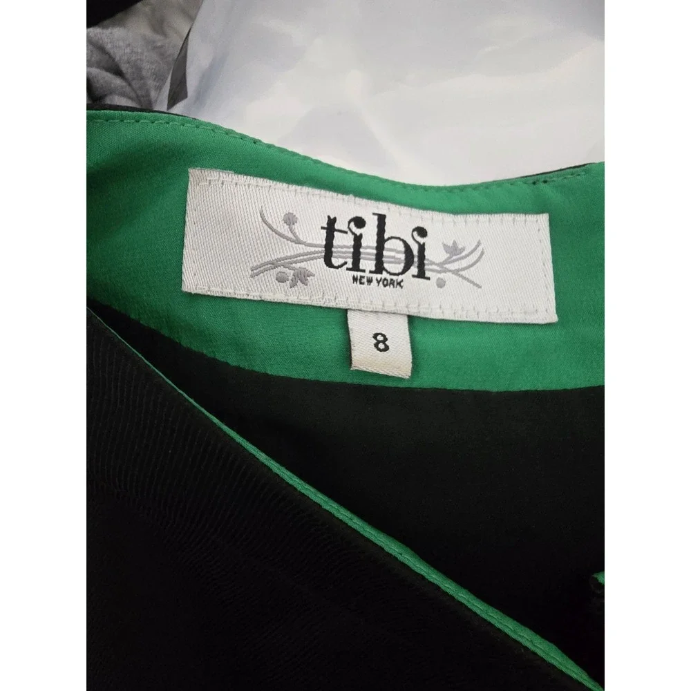 Tibi Dress Size 8 Black A Line Shift Dress Green‎ Accents Cocktail Party